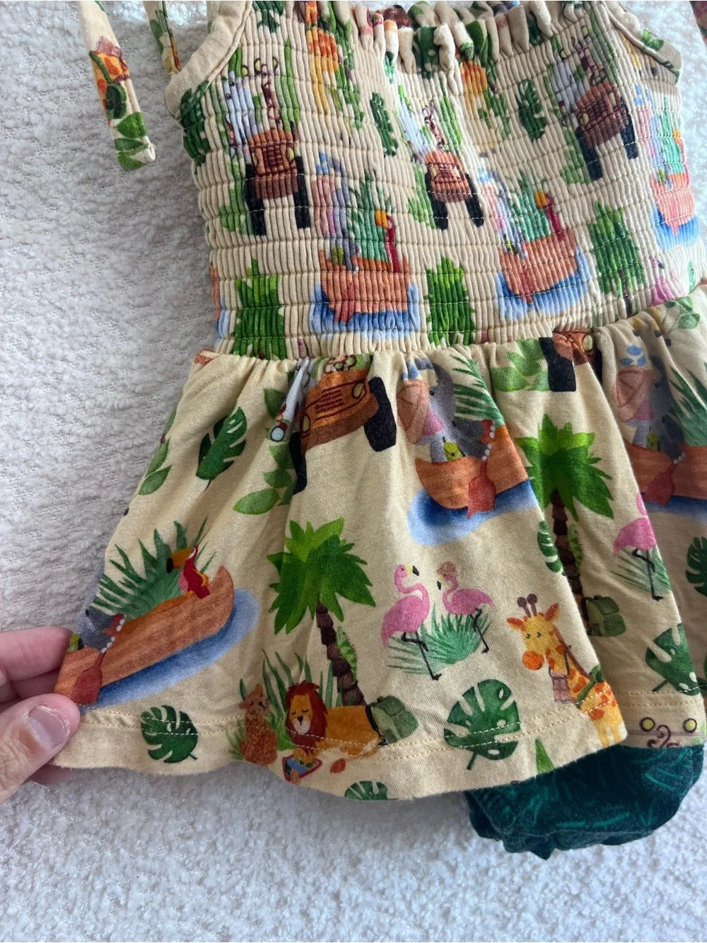 Birdie Bean Infant Safari‎ Dress Bodysuit Bamboo Size 6-12 Months